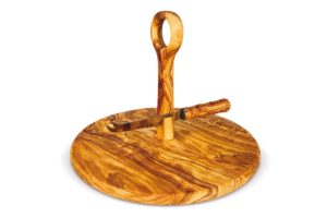 Round cutting board for cheese + knife
